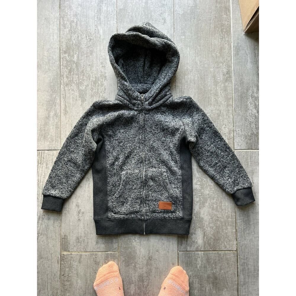 $55 QUIKSILVER Zip Hooded Sweatshirt Hoodie Boys Gray Kids KELLER Fleece Lined 7